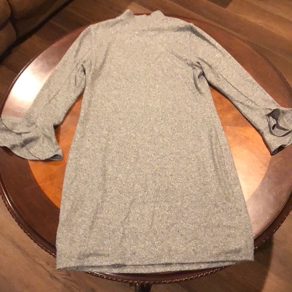 WHBM Metallic Flutter Cuff Sweater Shift Dress Medium - Picture 5 of 10